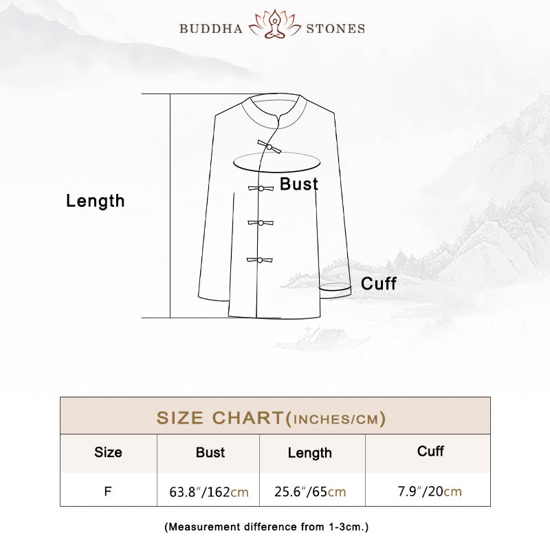 Frog-Button Long Sleeve Shirt Zen Tai Chi Meditation Top Hanfu Clothing Jacket