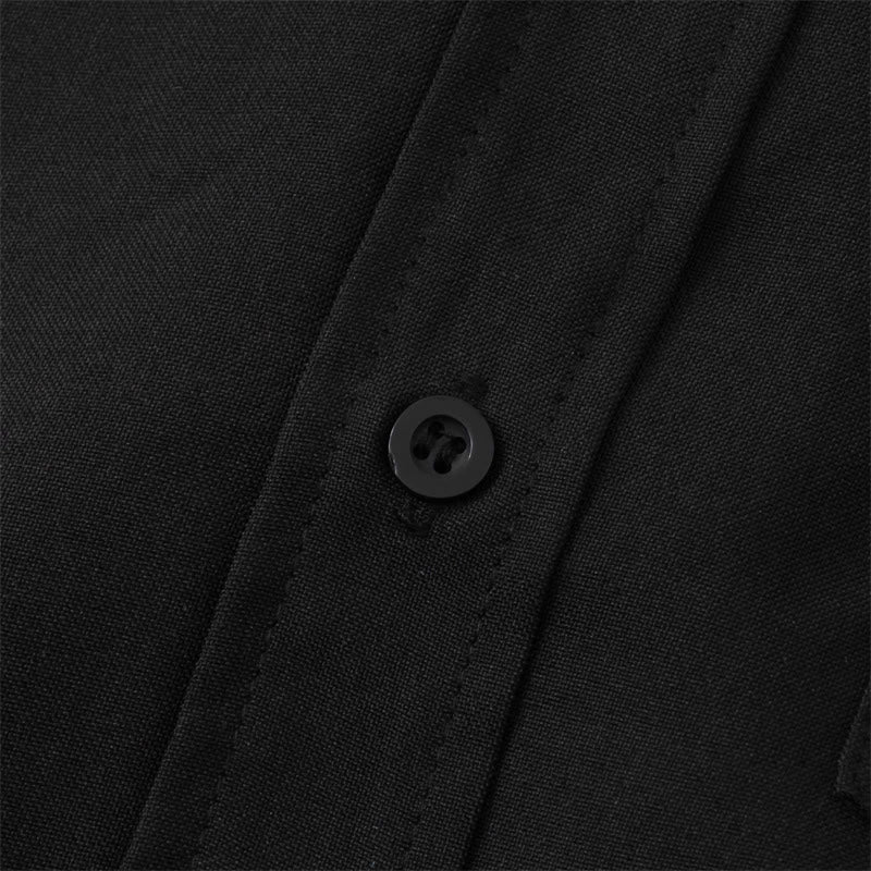 Summer Men's Button Plain Short Sleeve Cotton Shirt With Pocket