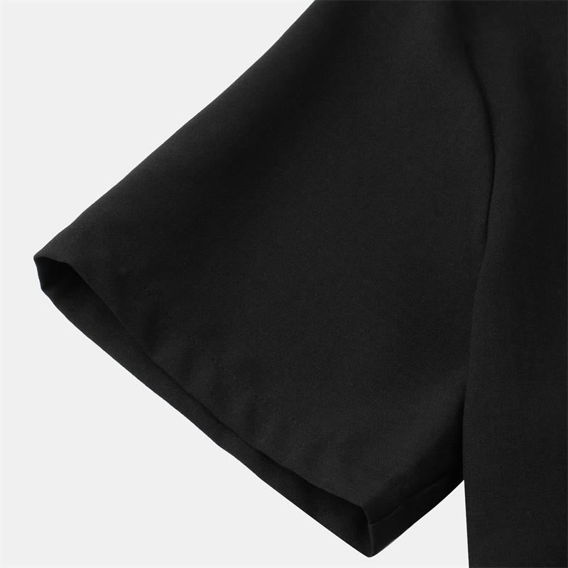 Summer Men's Button Plain Short Sleeve Cotton Shirt With Pocket