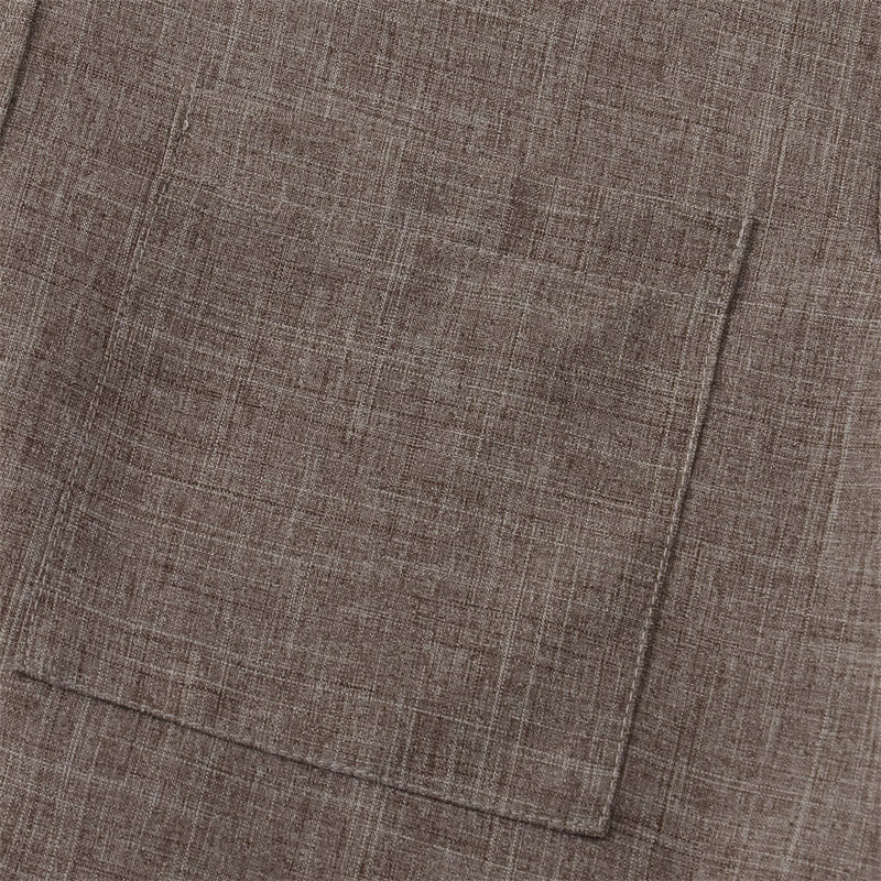 Summer Men's Button Plain Short Sleeve Cotton Shirt With Pocket