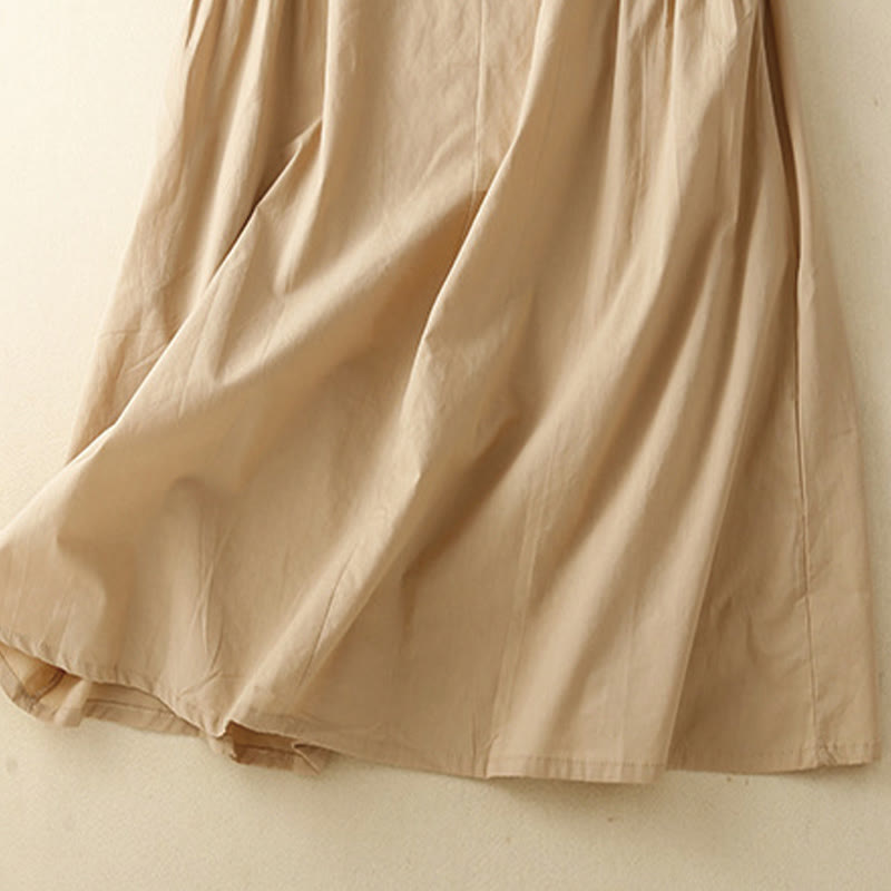 Tactile Cotton V-Neck Minimalist Grounding Midi Dress