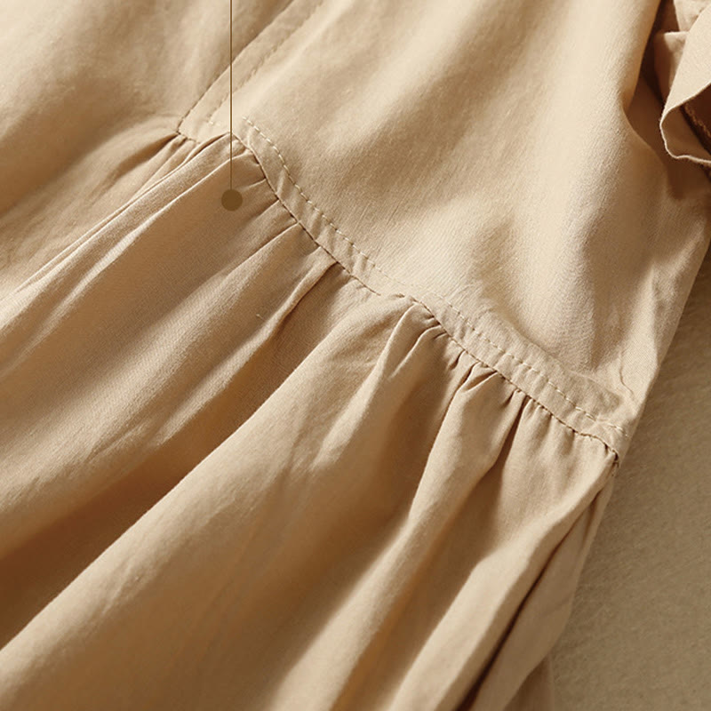 Tactile Cotton V-Neck Minimalist Grounding Midi Dress