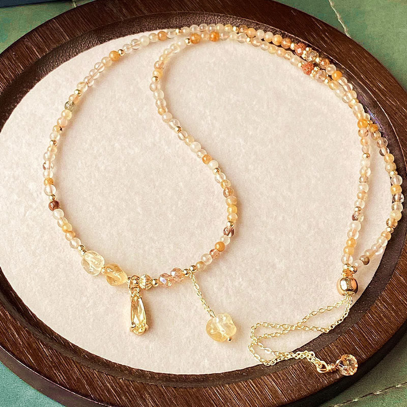Natural Citrine Beads Pleasure Multi Layer Bracelet