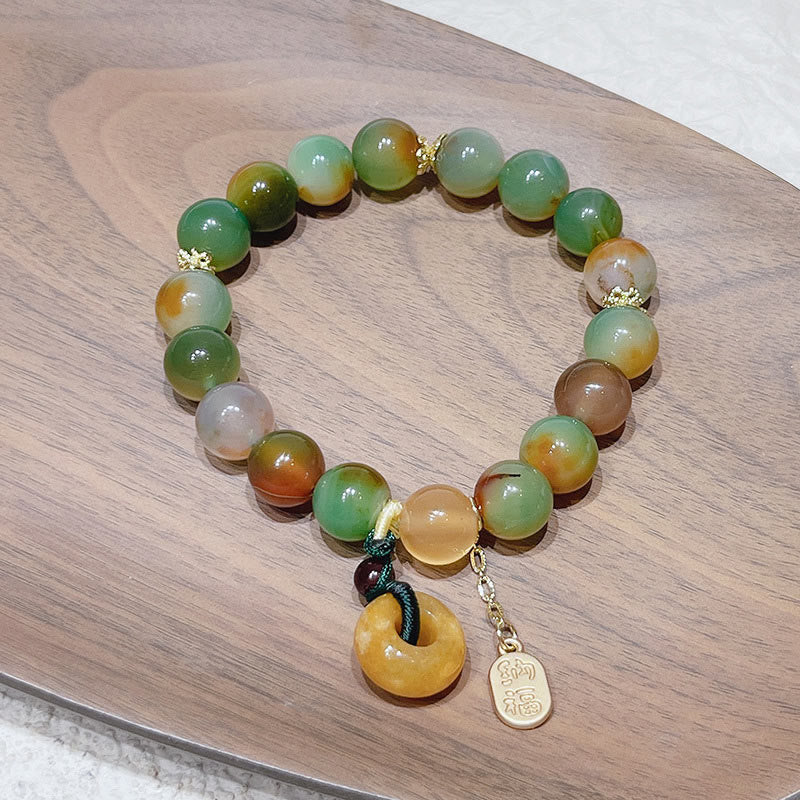 Peacock Agate Topaz Peace Buckle Nafu Balance Bracelet