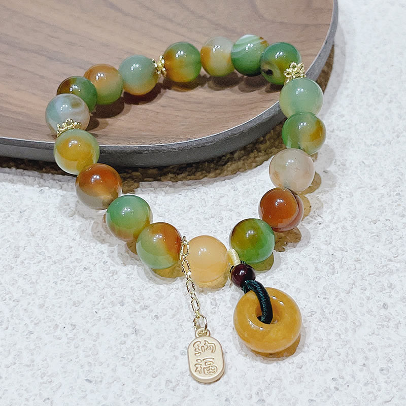 "May Balance and Safety Be With You"Peacock Agate Bracelet Includes Gift Message Card