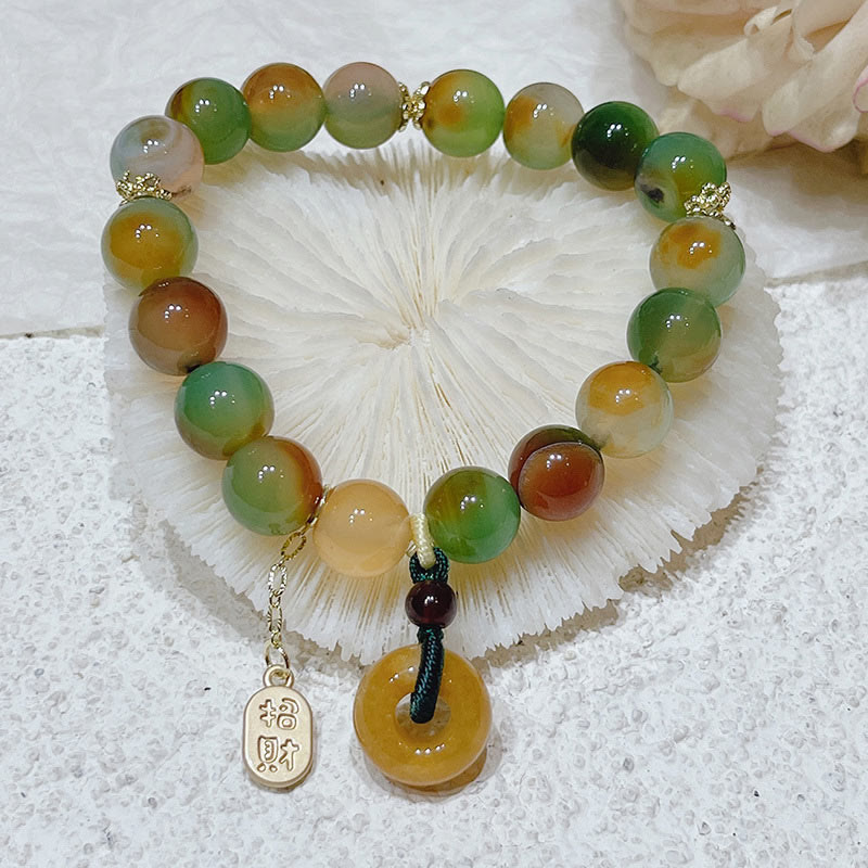 "May Balance and Safety Be With You"Peacock Agate Bracelet Includes Gift Message Card