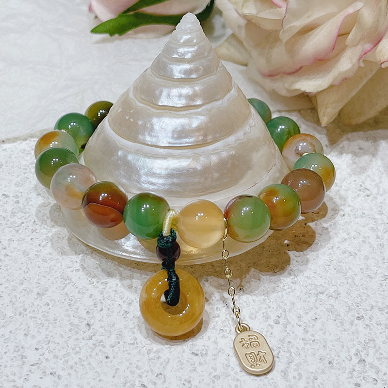 Peacock Agate Topaz Peace Buckle Nafu Balance Bracelet