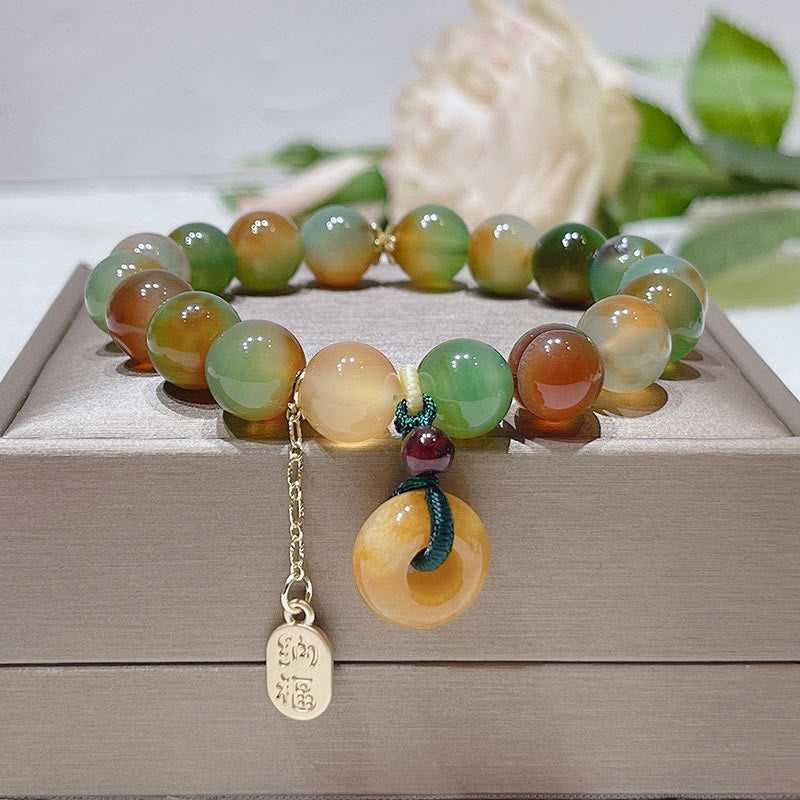 "May Balance and Safety Be With You"Peacock Agate Bracelet Includes Gift Message Card