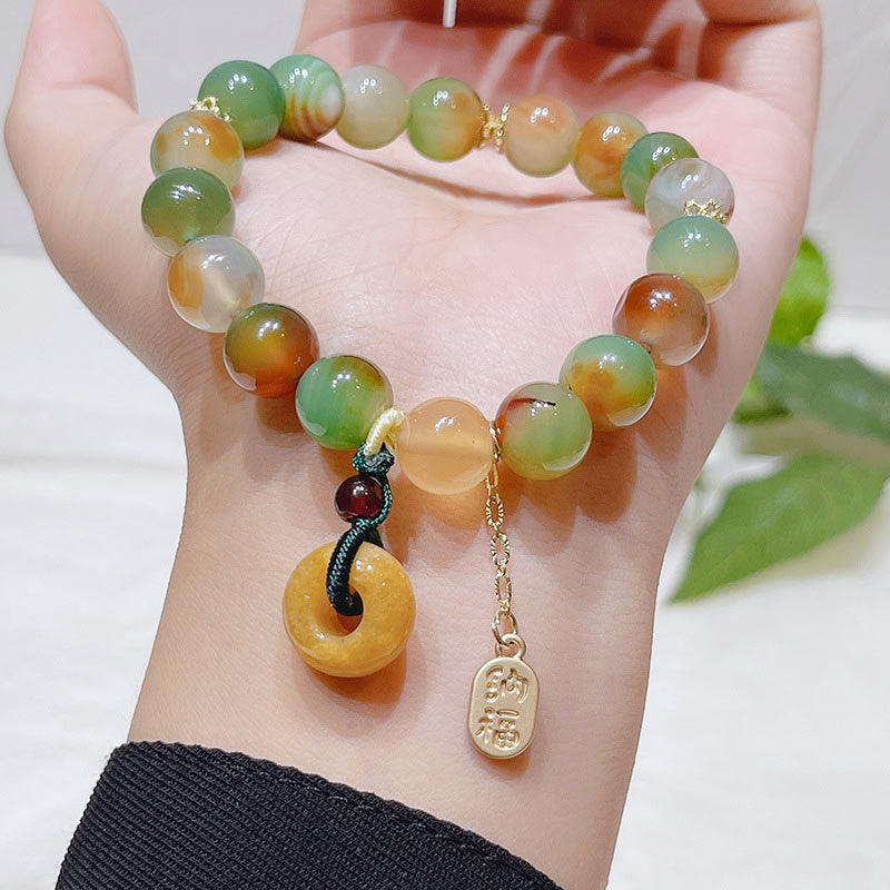 Peacock Agate Topaz Peace Buckle Nafu Balance Bracelet