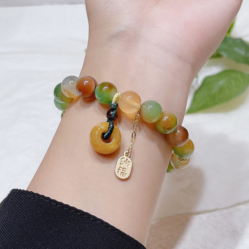 Peacock Agate Topaz Peace Buckle Nafu Balance Bracelet