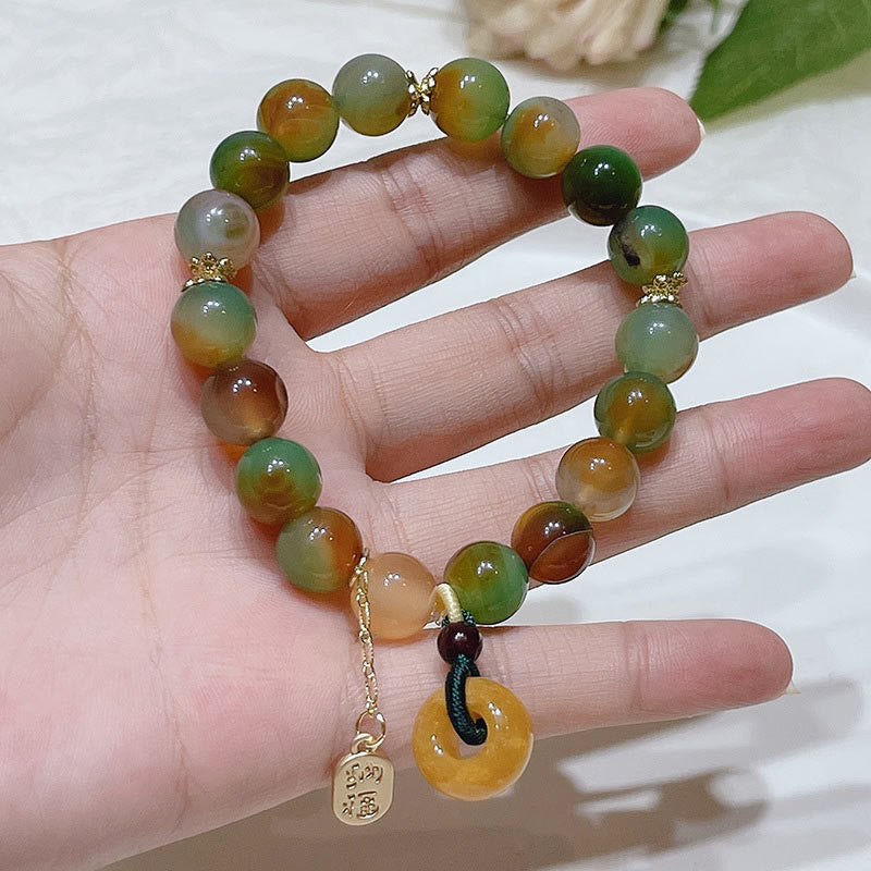 "May Balance and Safety Be With You"Peacock Agate Bracelet Includes Gift Message Card