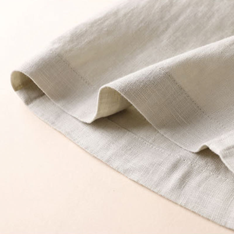 Commute Solid Color Drawstring 7-8 Length Cotton Linen Women's Wide Leg Pants With Pockets