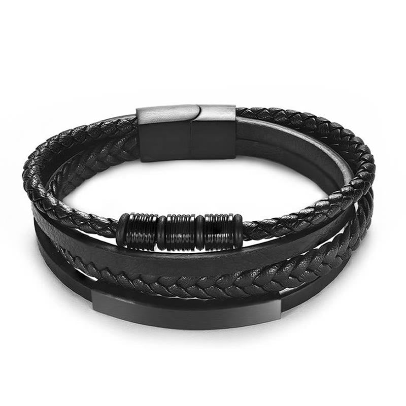Fashion Titanium Steel Leather Hand Woven Magnetic Buckle Strengthen Bracelet