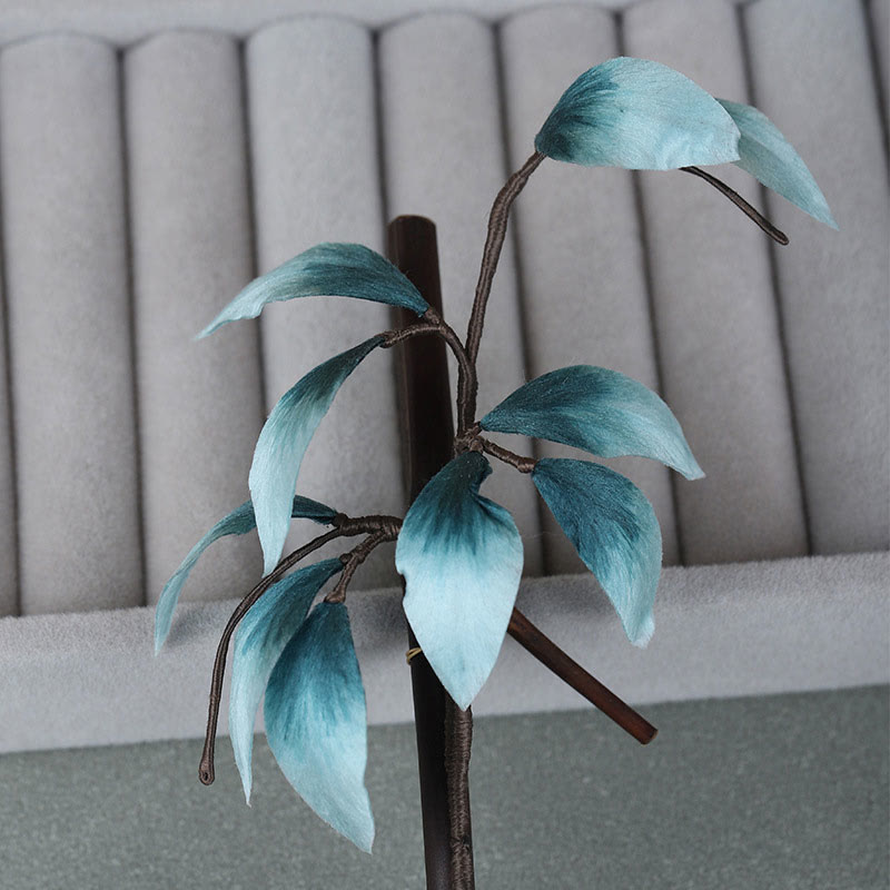 Handmade Velvet Flower Bamboo Leaf Soft Hairpin