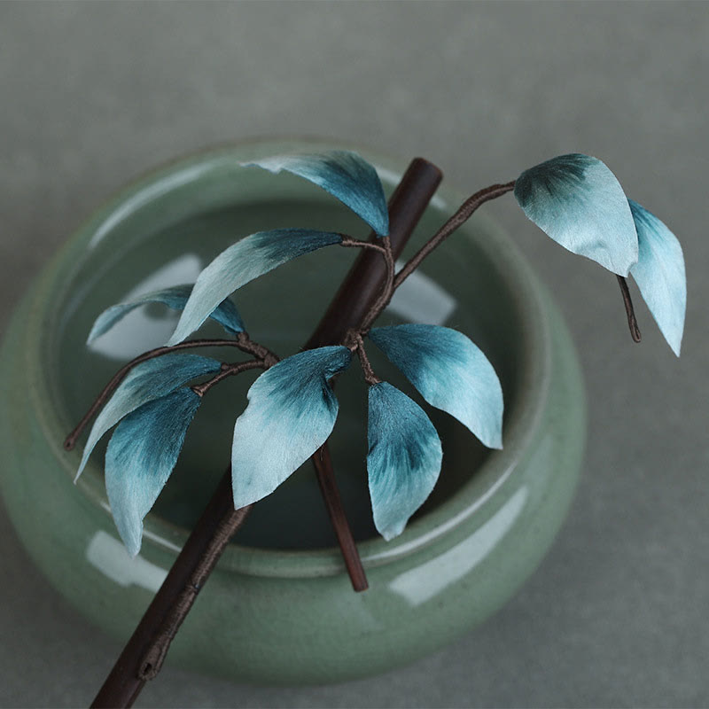 Handmade Velvet Flower Bamboo Leaf Soft Hairpin