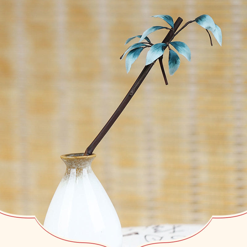 Handmade Velvet Flower Bamboo Leaf Soft Hairpin