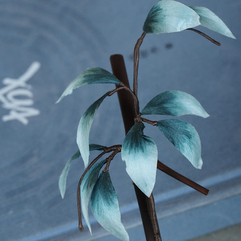 Handmade Velvet Flower Bamboo Leaf Soft Hairpin