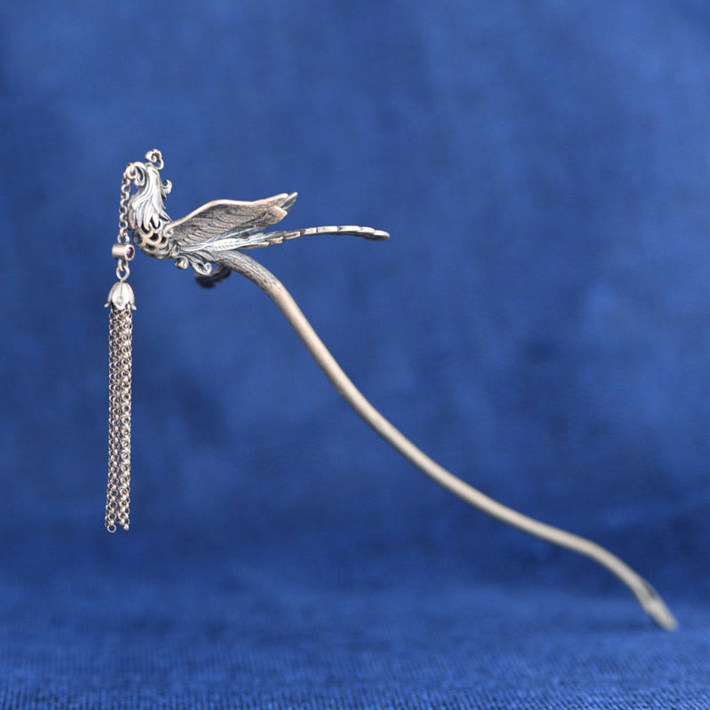 925 Sterling Silver Phoenix Tassels Protection Hairpin