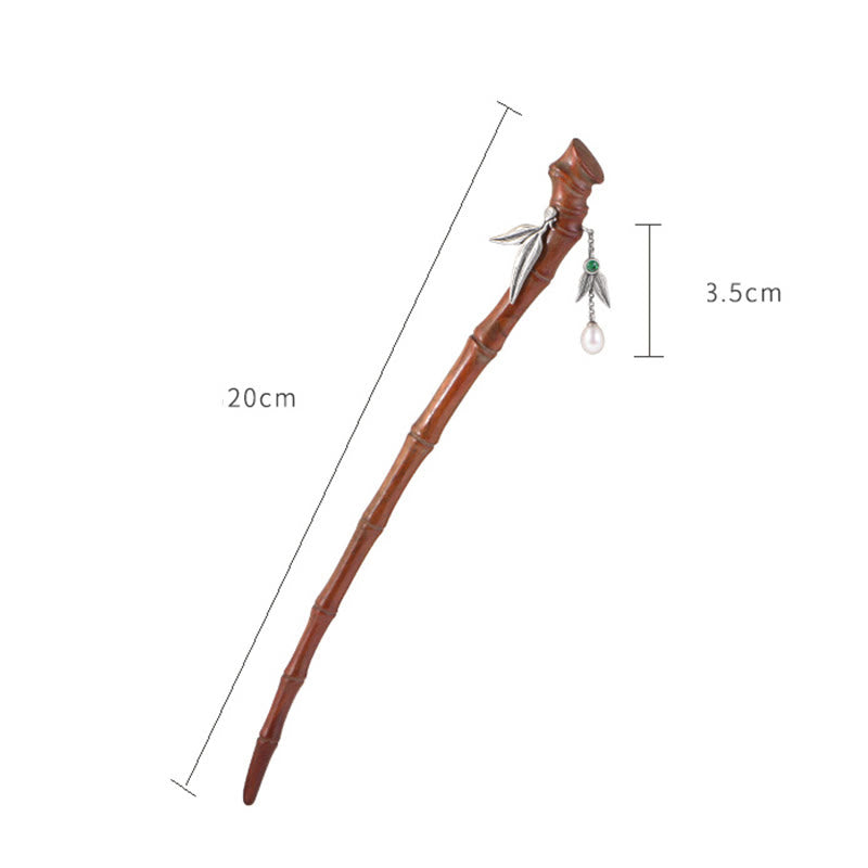 925 Sterling Silver Red Sandalwood Ebony Bamboo Power Hairpin