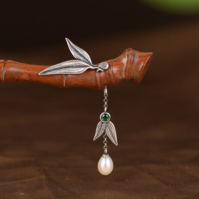 925 Sterling Silver Red Sandalwood Ebony Bamboo Power Hairpin