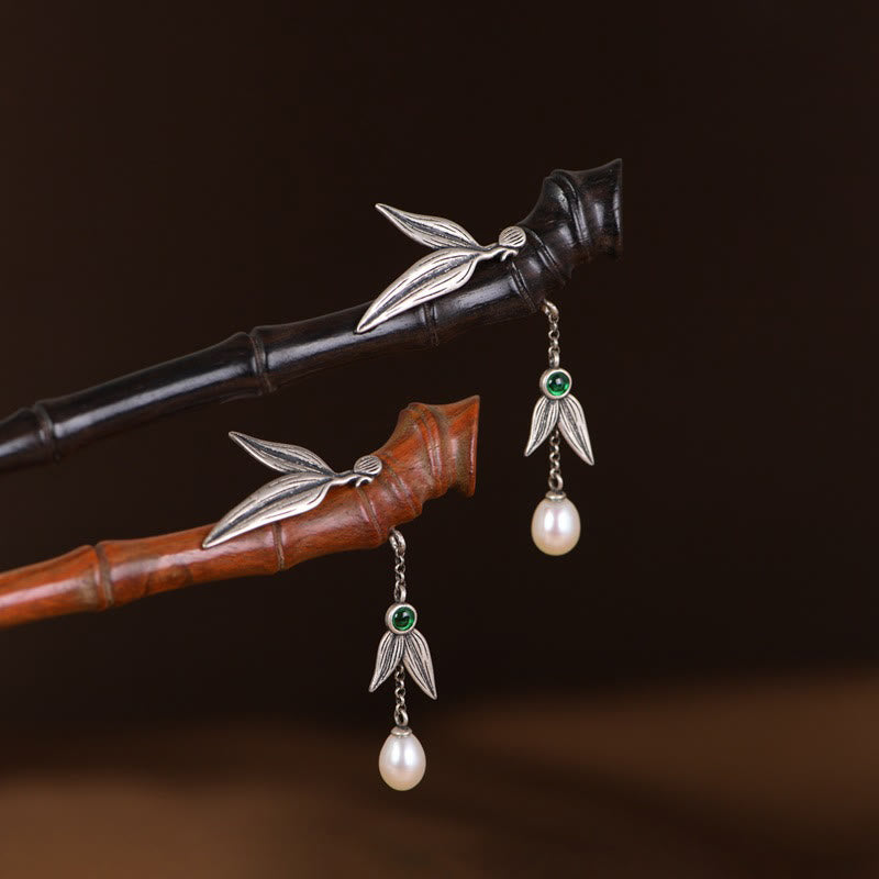 925 Sterling Silver Red Sandalwood Ebony Bamboo Power Hairpin