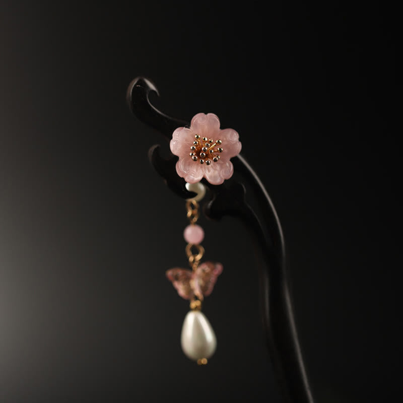 Ebony Flower Butterfly Blessing Hairpin