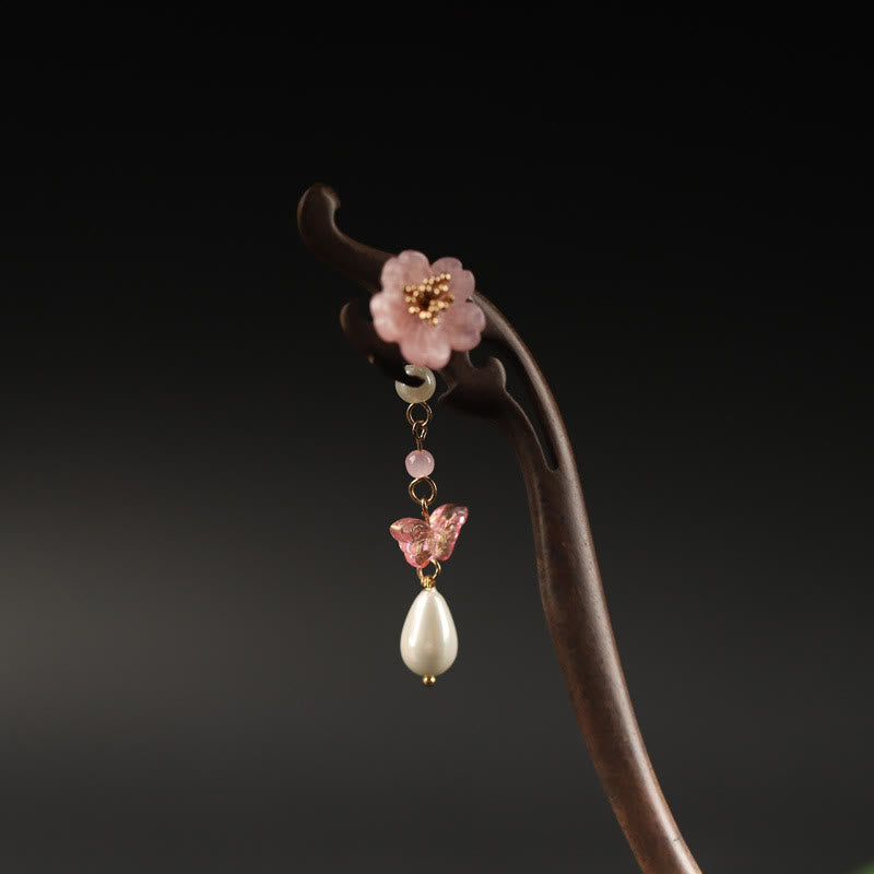 Ebony Flower Butterfly Blessing Hairpin
