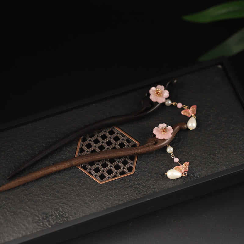 Ebony Flower Butterfly Blessing Hairpin