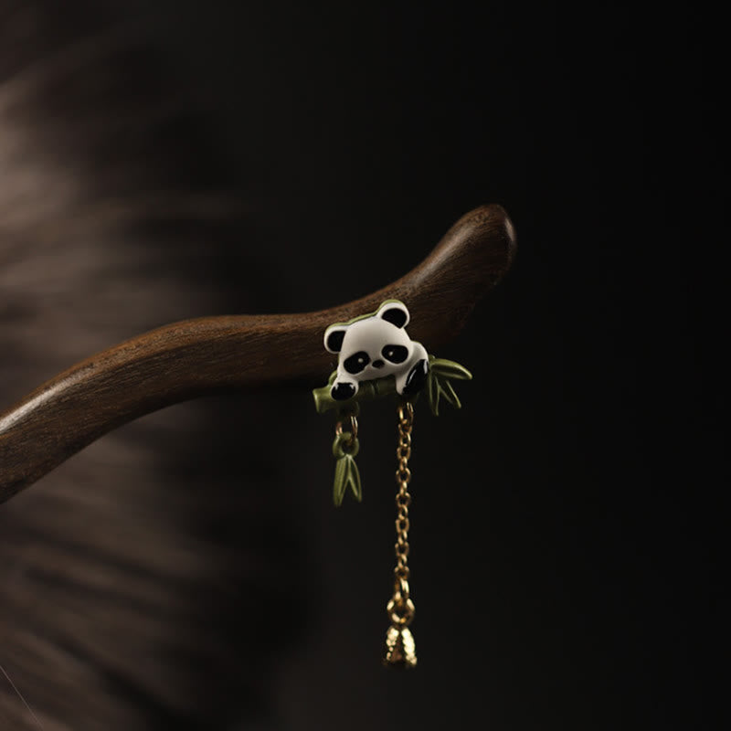 Ebony Panda Bamboo Tassel Courage Hairpin
