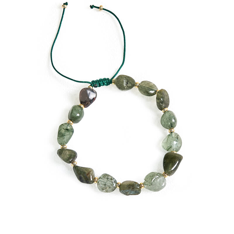 Braided Green Rutilated Quartz Adjustable String Bracelet