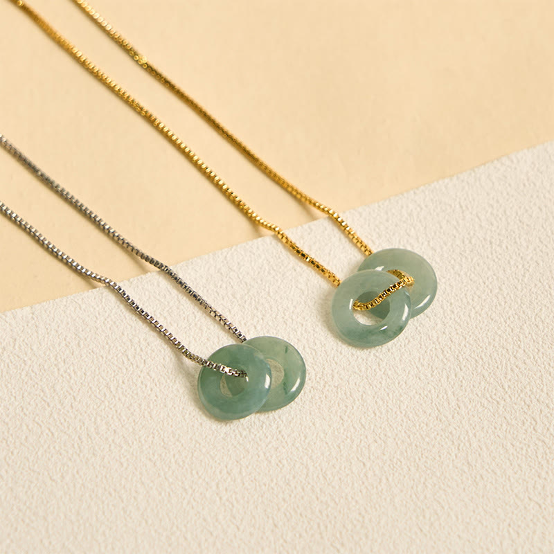 Jade Double Peace Buckle Prosperity Necklace Pendant