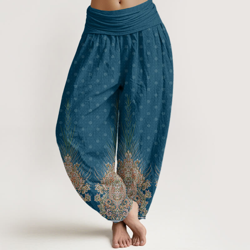 Breathable Cotton Peacock Print Mindful Movement Harem Pants