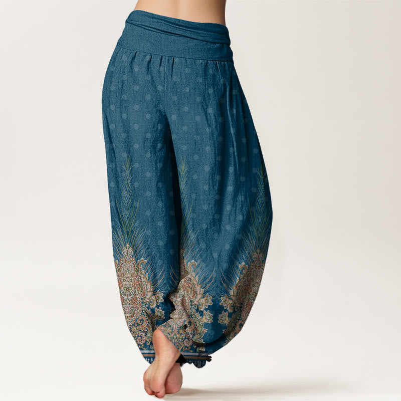 Breathable Cotton Peacock Print Mindful Movement Harem Pants
