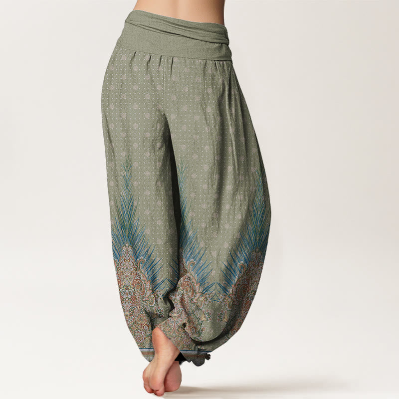 Breathable Cotton Peacock Print Mindful Movement Harem Pants