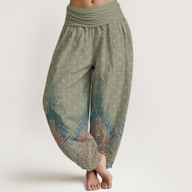 Breathable Cotton Peacock Print Mindful Movement Harem Pants