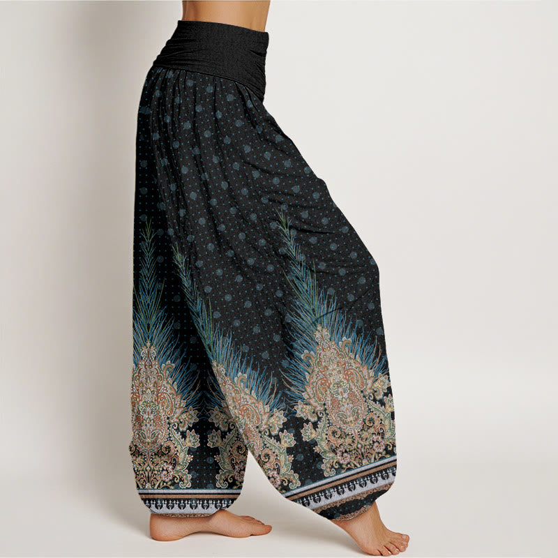 Breathable Cotton Peacock Print Mindful Movement Harem Pants