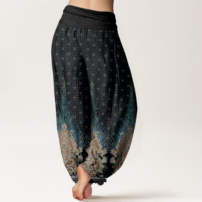 Breathable Cotton Peacock Print Mindful Movement Harem Pants