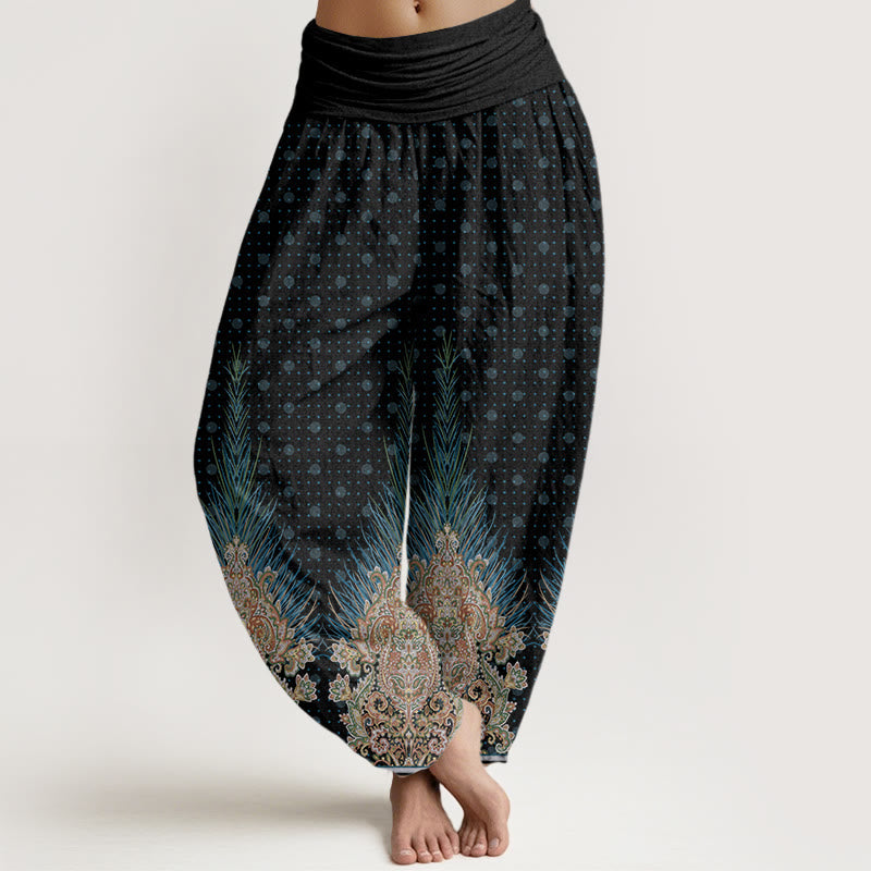 Breathable Cotton Peacock Print Mindful Movement Harem Pants
