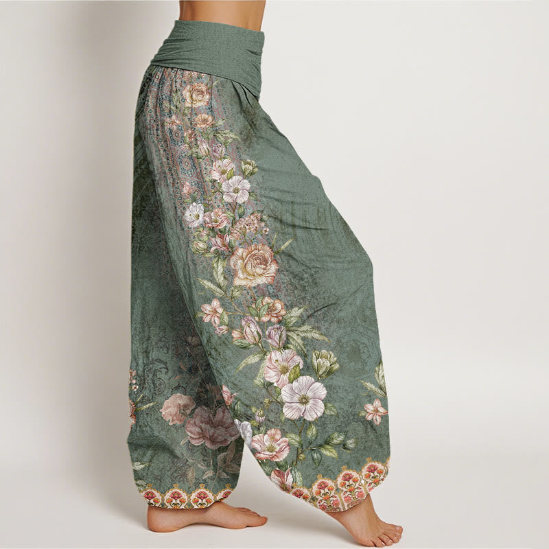 Breathable Cotton Botanical Totem Meditation Harem Pants