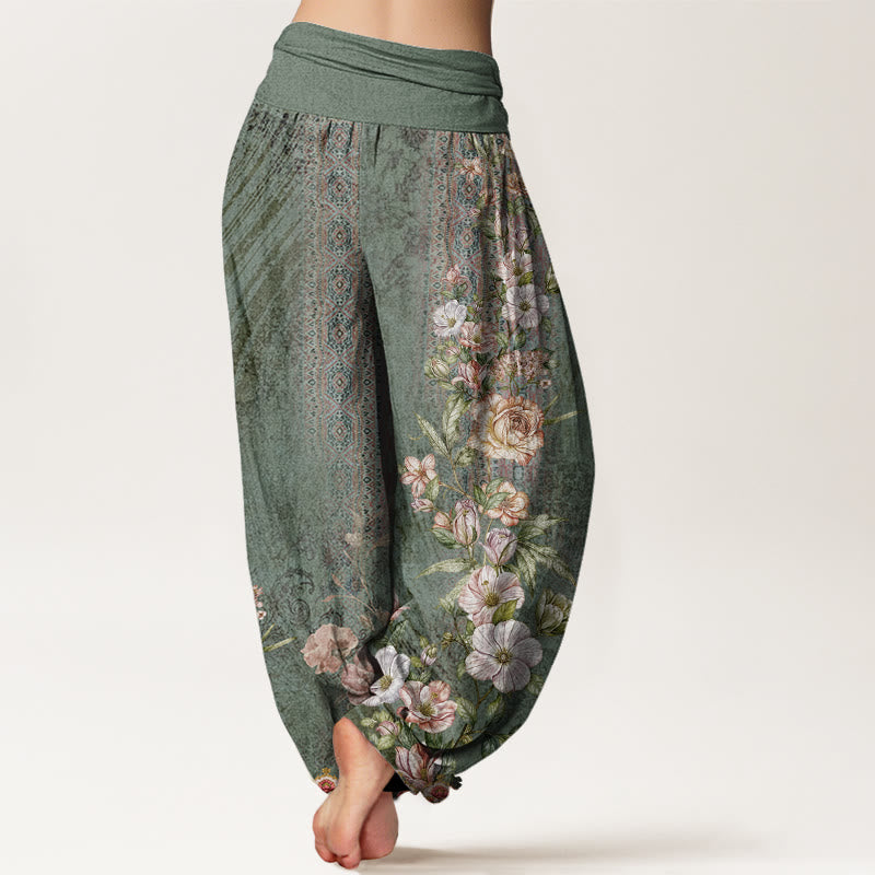 Breathable Cotton Botanical Totem Meditation Harem Pants