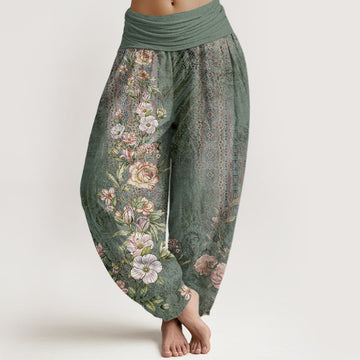 Breathable Cotton Botanical Totem Meditation Harem Pants