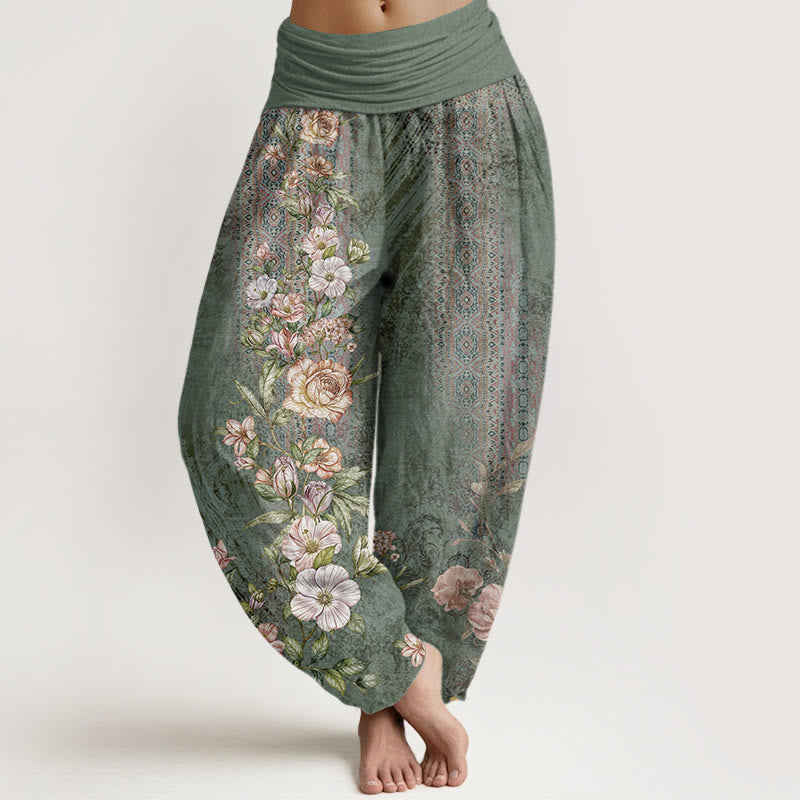 Breathable Cotton Botanical Totem Meditation Harem Pants