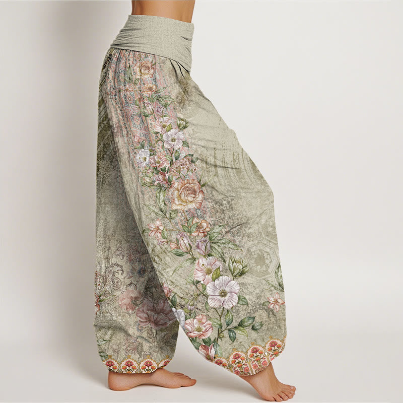 Breathable Cotton Botanical Totem Meditation Harem Pants