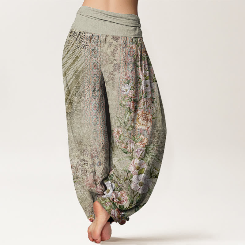 Breathable Cotton Botanical Totem Meditation Harem Pants