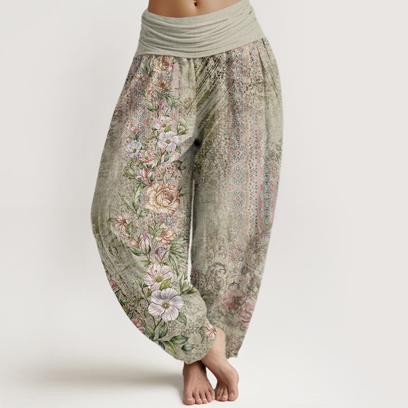 Breathable Cotton Botanical Totem Meditation Harem Pants