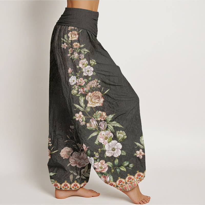 Breathable Cotton Botanical Totem Meditation Harem Pants