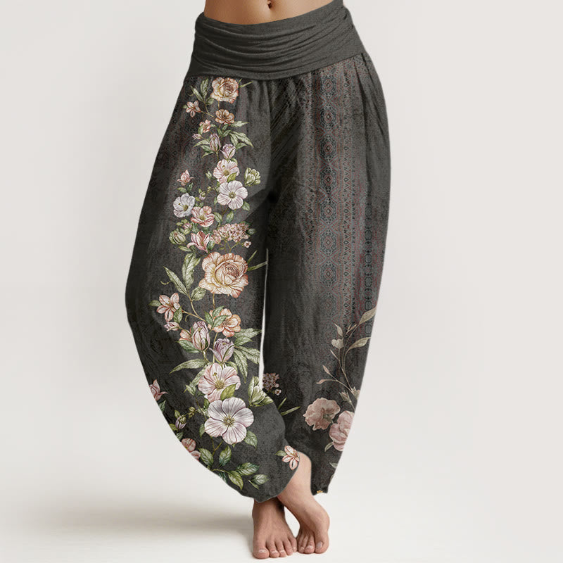 Breathable Cotton Botanical Totem Meditation Harem Pants