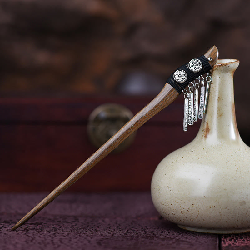 Silver Tassel Green Sandalwood Soothing Hairpin