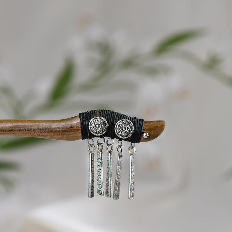 Silver Tassel Green Sandalwood Soothing Hairpin