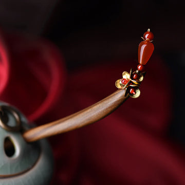 Silver Tassel Green Sandalwood Soothing Hairpin